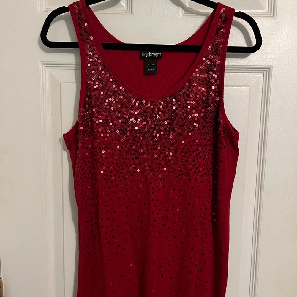Lane Bryant Red Sequin Tank Top